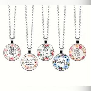 Bible Verse Glass Pendant Necklace NIP